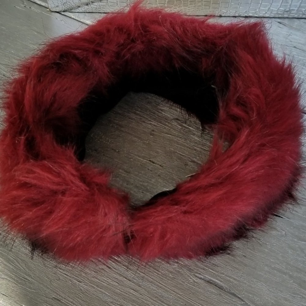 Burgundy Faux Fur Headband
